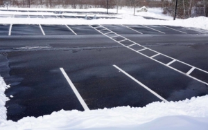 Plowed parking lot during the winter