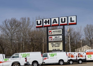 U-haul sign with U-haul vans