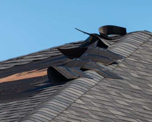 Wearing shingles on a residential roof