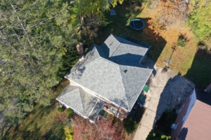 Aerial view of a residential roof