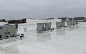 HVAC systems on commercial flat roofs
