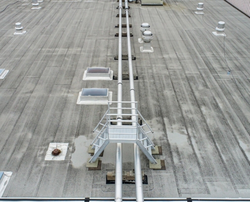 Front view of HVAC equipment on a commercial roof