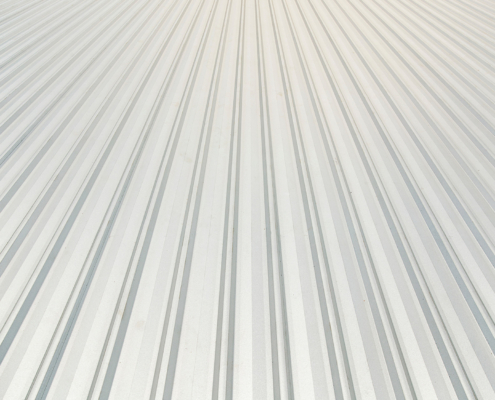 Close up of white metal roofing